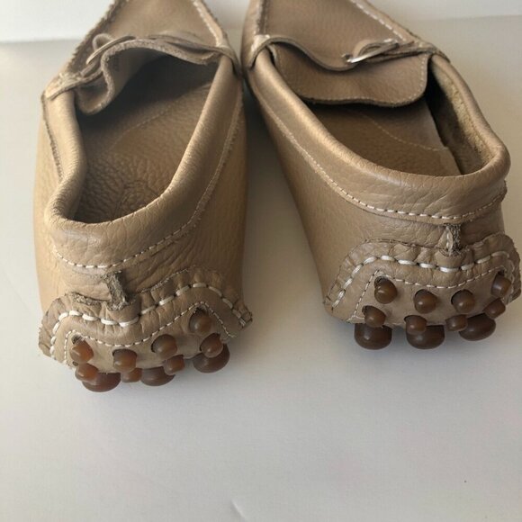 TODS Women's driving shoes pebbled leather, buckle Tan Natural Beige EU 37 US 7 - Picture 2 of 16